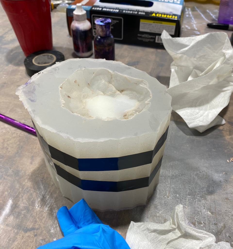 Resin setting in the mold